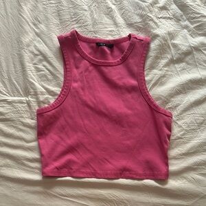 SHEIN Pink Fitted Crop Tank Top
